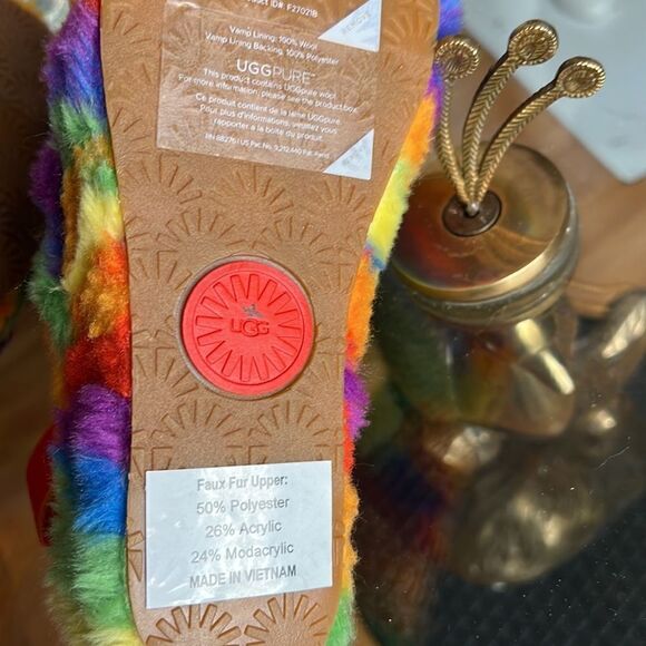 UGG Fluff Yeah slide slippers in rainbow - Picture 9 of 9